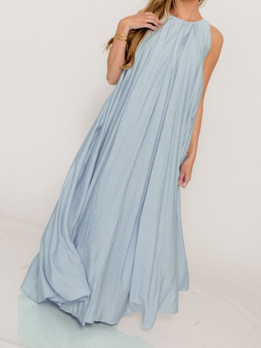 Worth Collective Soft Sky Blue Sleeveless Dress